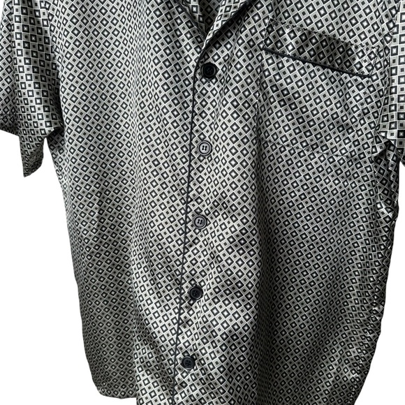 Vintage Robert Louis Large Silk Diamond Pattern Sleep Shirt Button Up Men's 90s - Picture 6 of 8